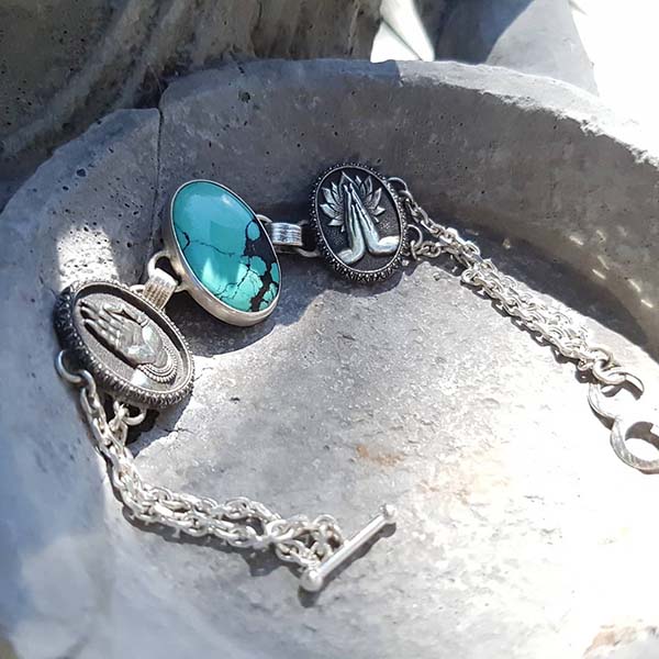 Atelier Solstice – Bracelet Mudrâ en argent 925 et turquoise